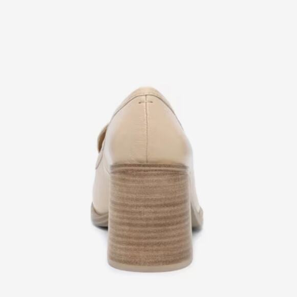 Crown Vintage Caitlun Pump Leather Cream Block Heel Loafers Size 10 - Picture 3 of 15